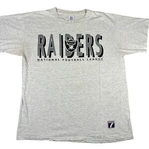 VINTAGE 1990 Logo 7 Raiders T Shirt Mens XL Gray NFL USA Made Single Stitched